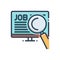 Color illustration icon for Job Search, hiring and recruiting