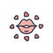 Color illustration icon for Kissing, love and romantic