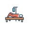 Color illustration icon for Laid, patient and hospital