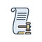 Color illustration icon for Lawsuit, legal and document