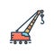 Color illustration icon for Lifting crane, vehicle and construction