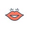 Color illustration icon for Lips, desire and glossy