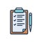 Color illustration icon for Listed, catalogued and clipboard