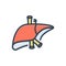 Color illustration icon for Liver, anatomy and healthy