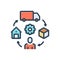 Color illustration icon for Logistics Management, shipping and delivery