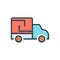 Color illustration icon for Lorry, cargo and container