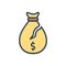 Color illustration icon for Losses, money and financial