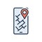 Color illustration icon for Mapping, location and journey