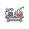 Color illustration icon for Meanwhile, duration and sleepy