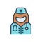 Color illustration icon for medical assistance woman doctor medical and pediatrician