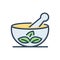 Color illustration icon for Medical Herbs, mortar and pestle