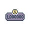Color illustration icon for Million, cheque and fortune