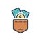 Color illustration icon for money, budget and expanse