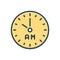 Color illustration icon for Am, morning and clock