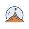 Color illustration icon for Mountaintop, hill and peak