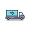 Color illustration icon for Moved, truck and vehicle