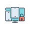 Color illustration icon for Multi Device, security and authentication