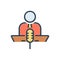 Color illustration icon for Narrate, describe and microphones