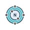 Color illustration icon for Nitrogen, gas and molecular
