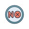 Color illustration icon for No, nope and sanction