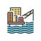 Color illustration icon for Offshore Platform, oil platform and development