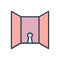 Color illustration icon for Openness, door and entrance