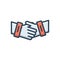 Color illustration icon for Partnership, collaboration and complicity