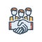 Color illustration icon for Partnership, collaboration and handshake