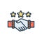 Color illustration icon for Partnership, copartnership and teamwork