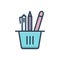 Color illustration icon for Pencil stand, stand and education
