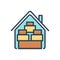 Color illustration icon for Penus, house and goods