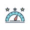 Color illustration icon for Performance, speedometer and efficiency