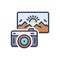 Color illustration icon for Photographic, pictorial and camera