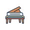 Color illustration icon for Piano, instrument and music