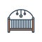 Color illustration icon for play pen, baby bed and crib
