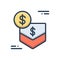 Color illustration icon for Pocket Friendly Package, money and shipping