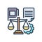 Color illustration icon for Proceedings, comparable and law