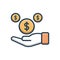 Color illustration icon for Profit, revenue and wages