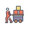 Color illustration icon for Pulled, pull and load