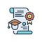 Color illustration icon for Qualifications, merit and degree