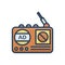 Color illustration icon for Radio Advertising, broadcast and technology