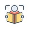 Color illustration icon for Reader, reciter and bookworm