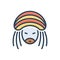 Color illustration icon for Reggae, rastafarian and people