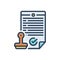 Color illustration icon for Regulated, notary and stamp