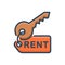 Color illustration icon for Rent, key and rental