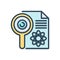 Color illustration icon for Research, investigation and checkout