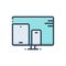 Color illustration icon for Responsive Design, mockup and communication