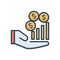 Color illustration icon for Revenue, income and finances
