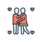 Color illustration icon for Romantic, amorous and couple