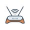 Color illustration icon for Router, antenna and wifi